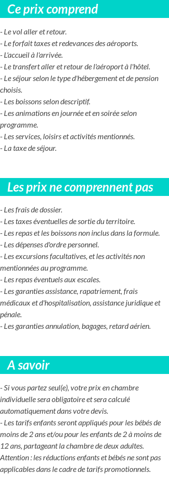 Conditions tarifaires