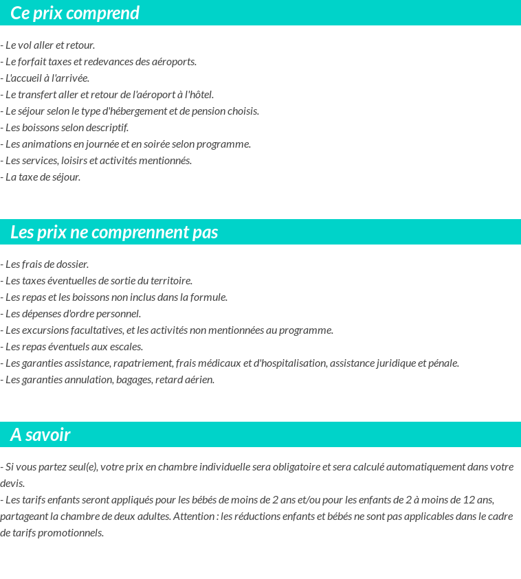 Conditions tarifaires