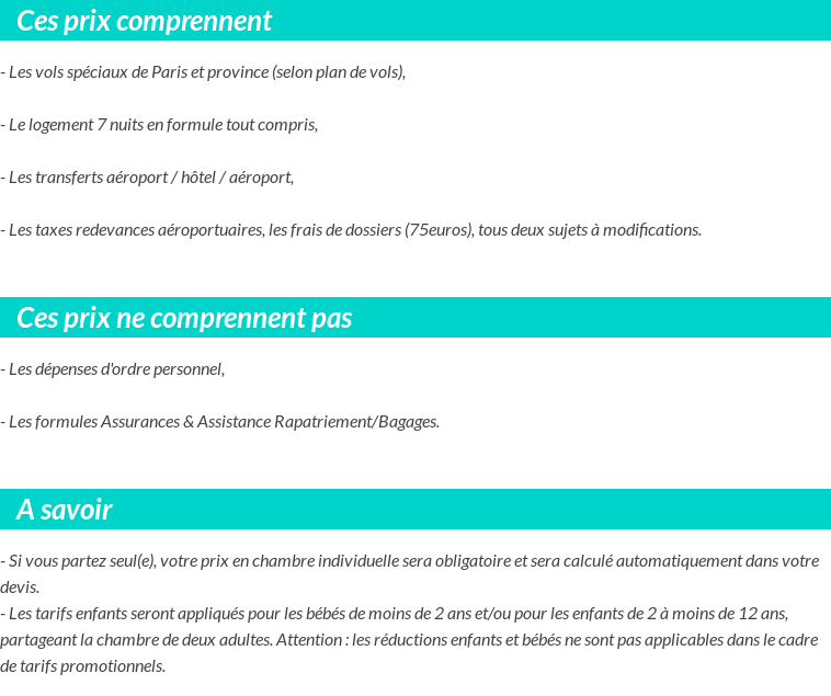 Conditions tarifaires