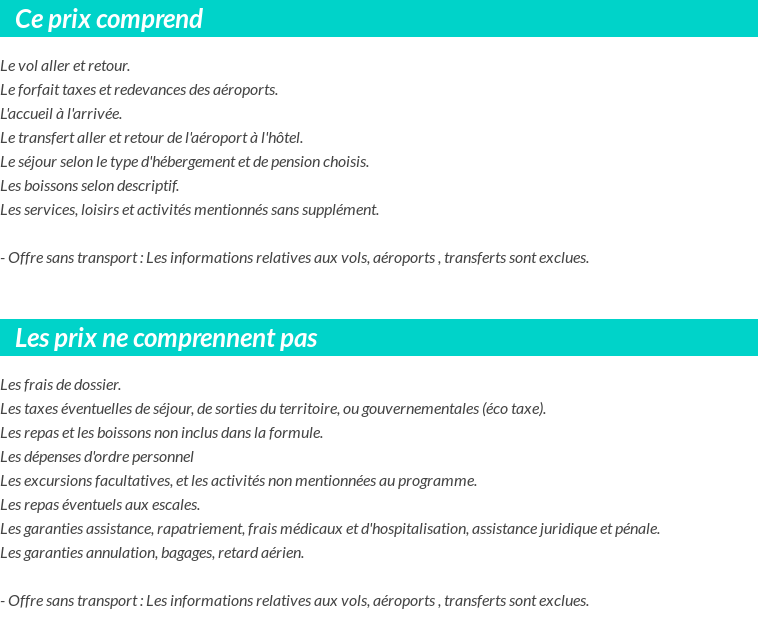Conditions tarifaires