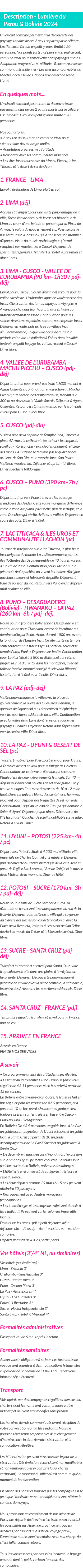 Détails du séjour