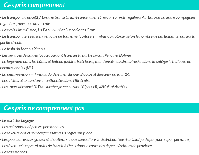 Conditions tarifaires