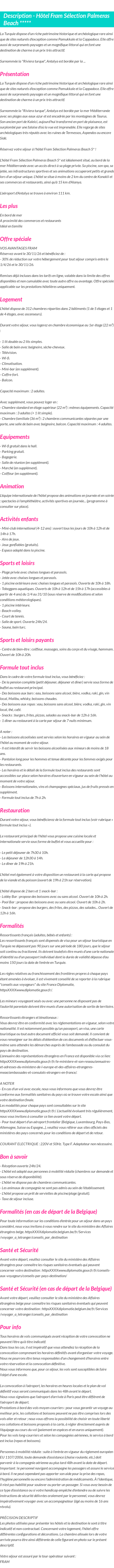 Détails du séjour