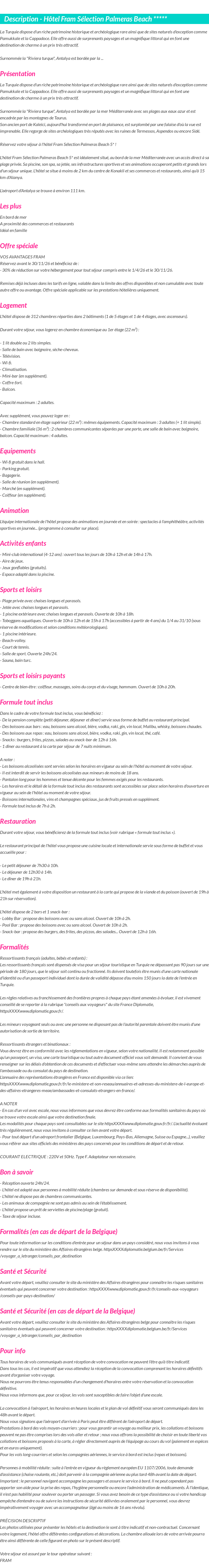 Détails du séjour