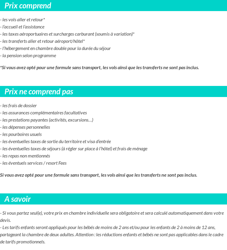 Conditions tarifaires