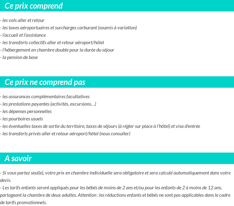 Conditions tarifaires