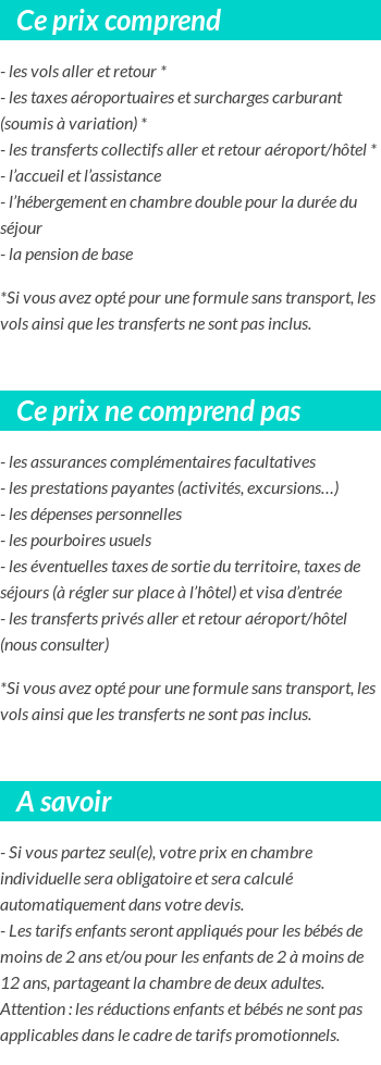 Conditions tarifaires