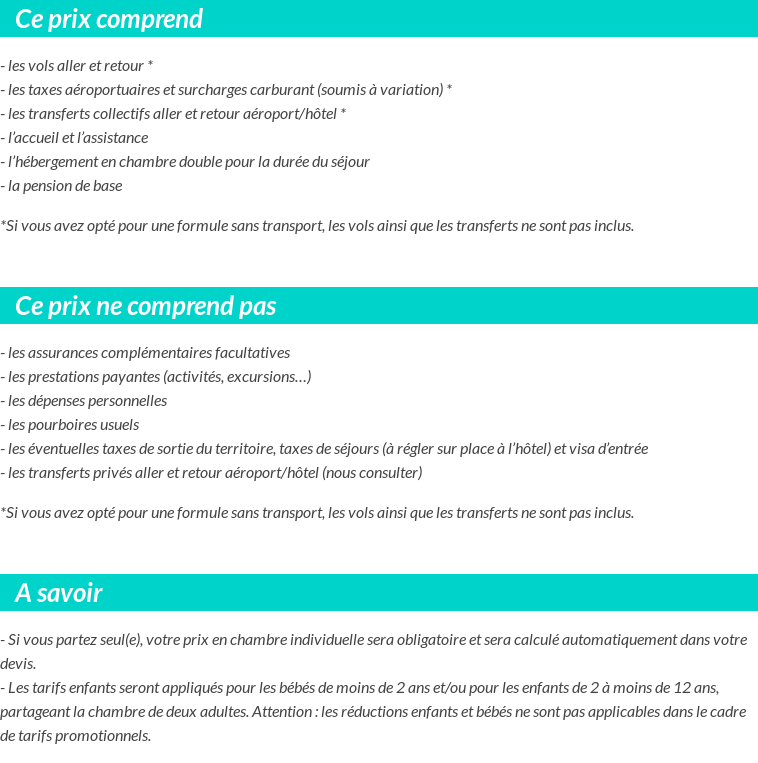 Conditions tarifaires
