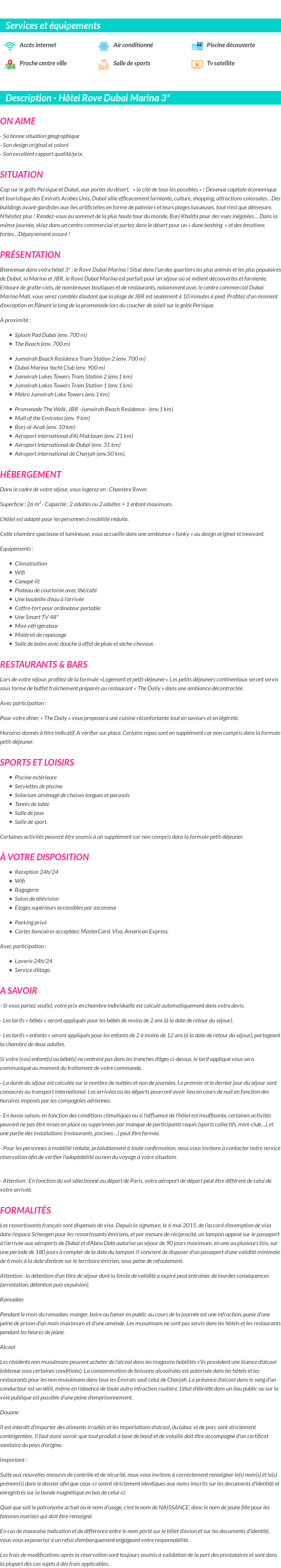 Détails du séjour