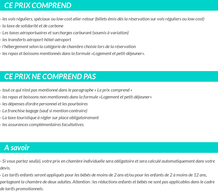Conditions tarifaires