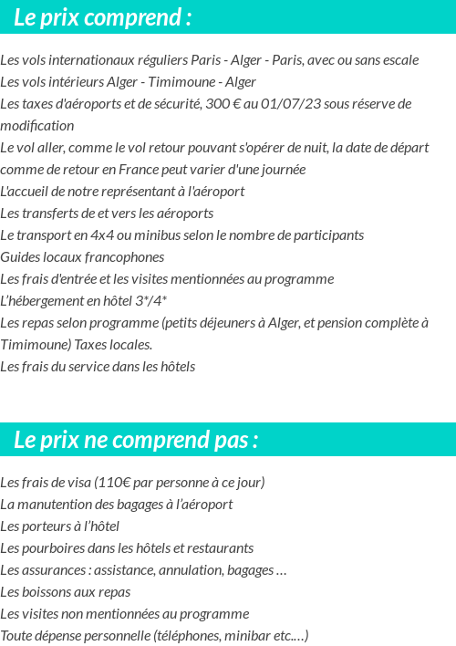 Conditions tarifaires