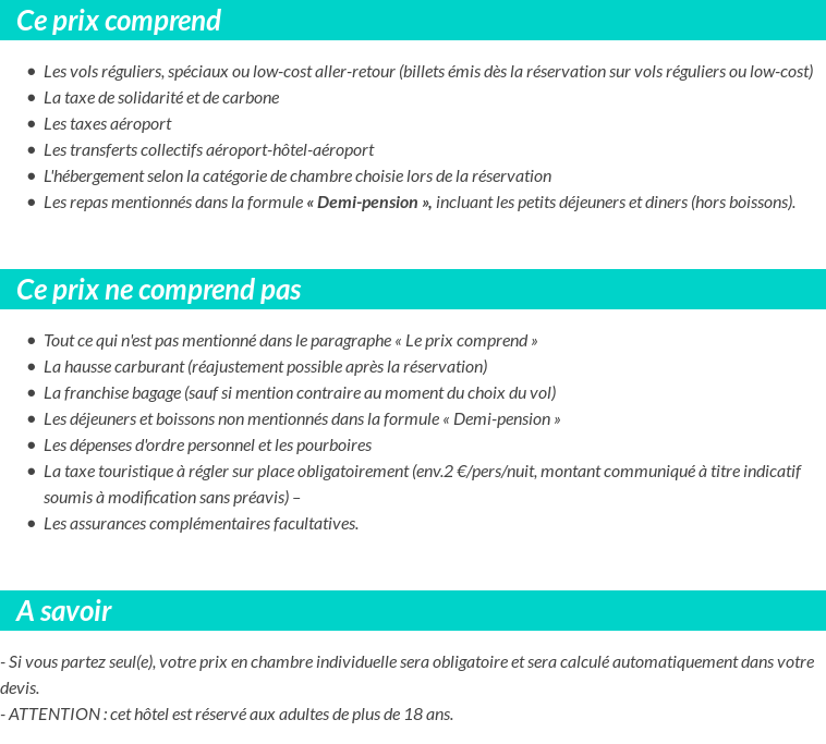 Conditions tarifaires