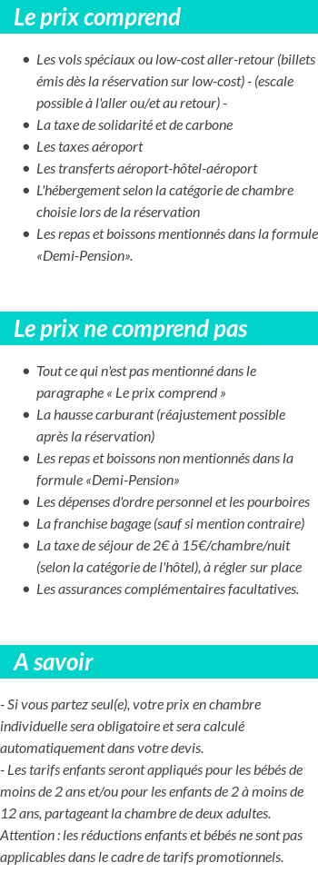 Conditions tarifaires