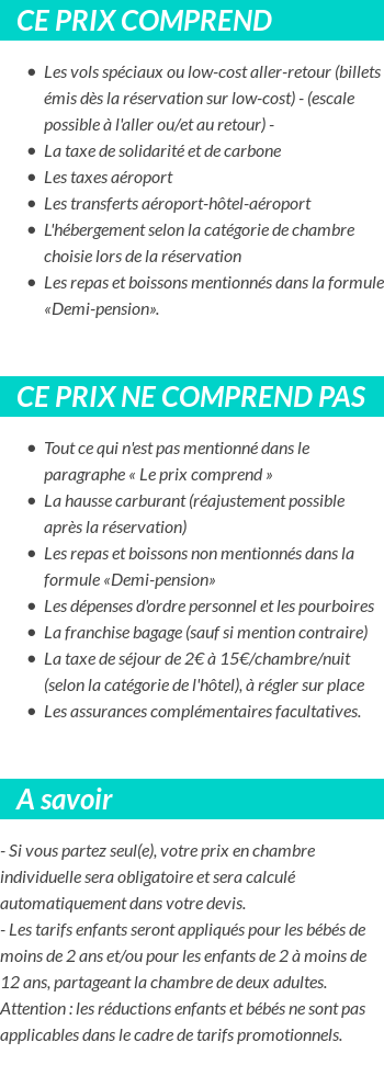 Conditions tarifaires