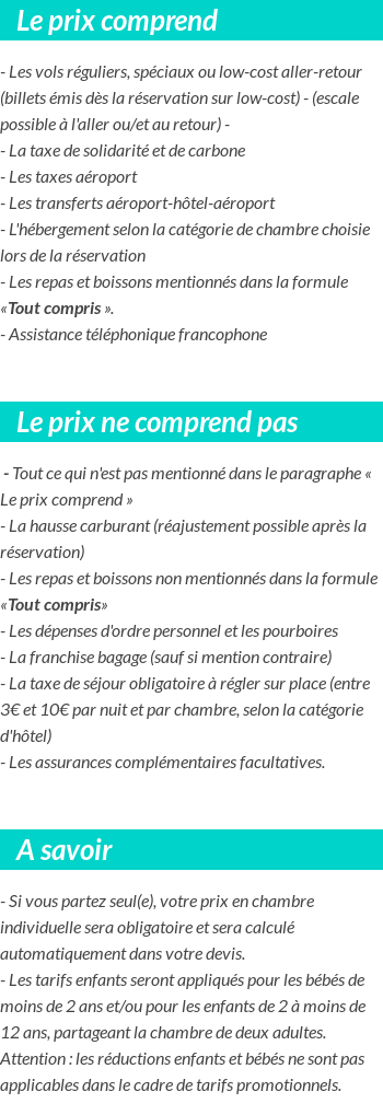 Conditions tarifaires