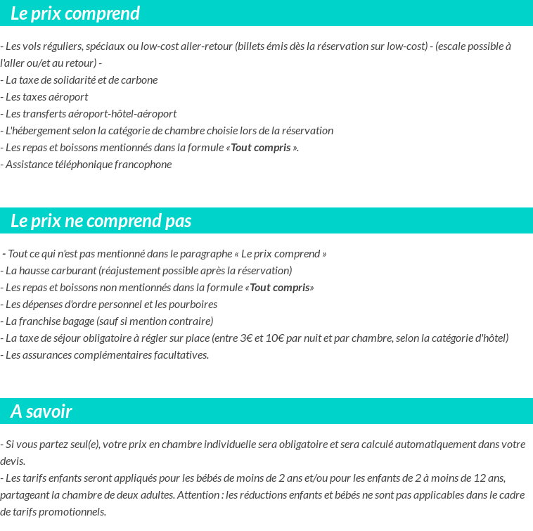Conditions tarifaires