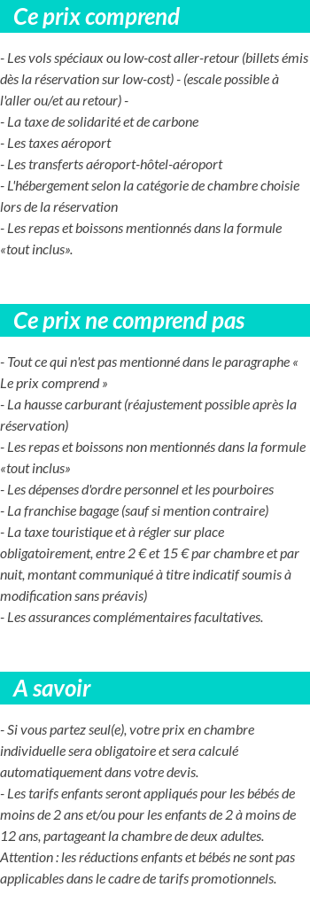 Conditions tarifaires