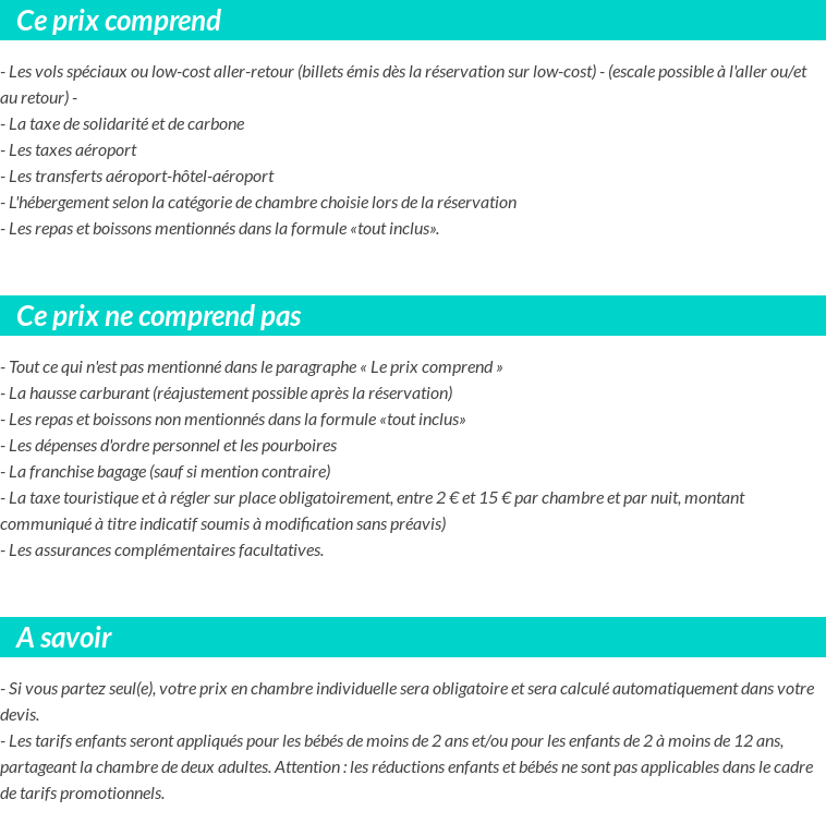 Conditions tarifaires