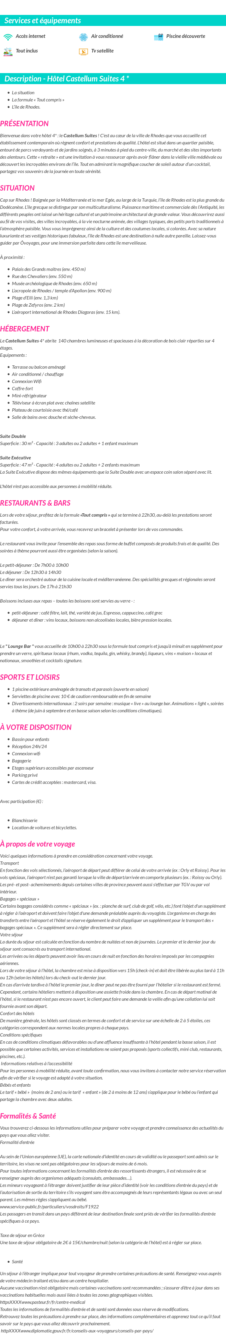 Détails du séjour