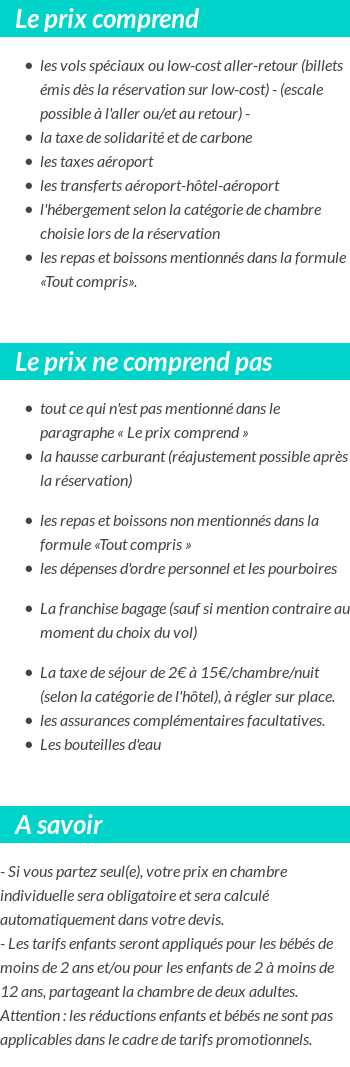 Conditions tarifaires