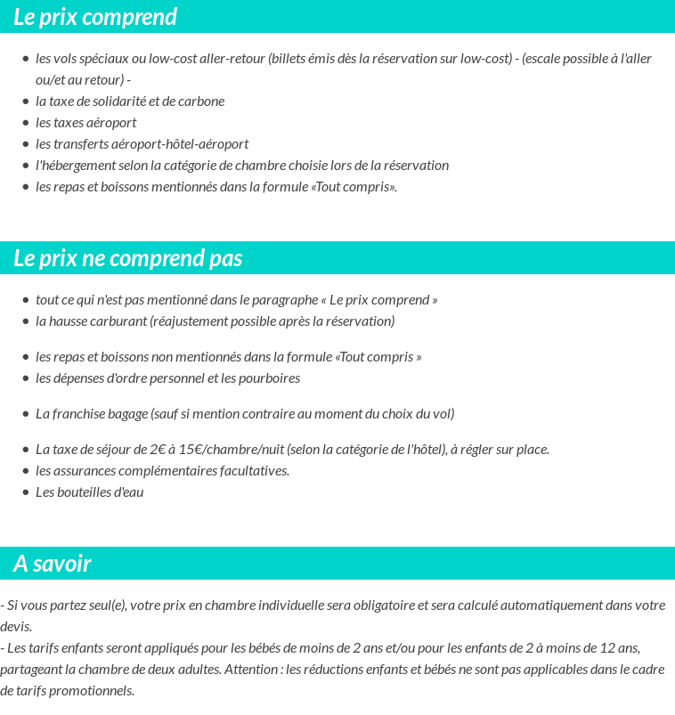 Conditions tarifaires