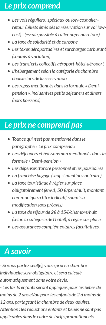 Conditions tarifaires