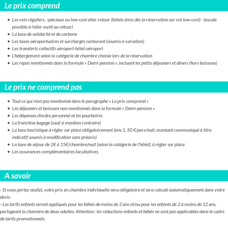 Conditions tarifaires