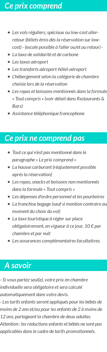Conditions tarifaires