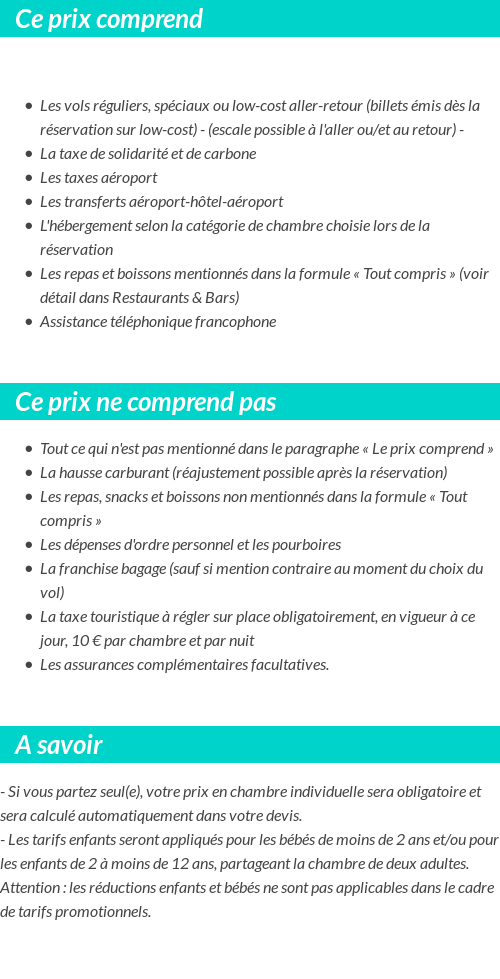 Conditions tarifaires