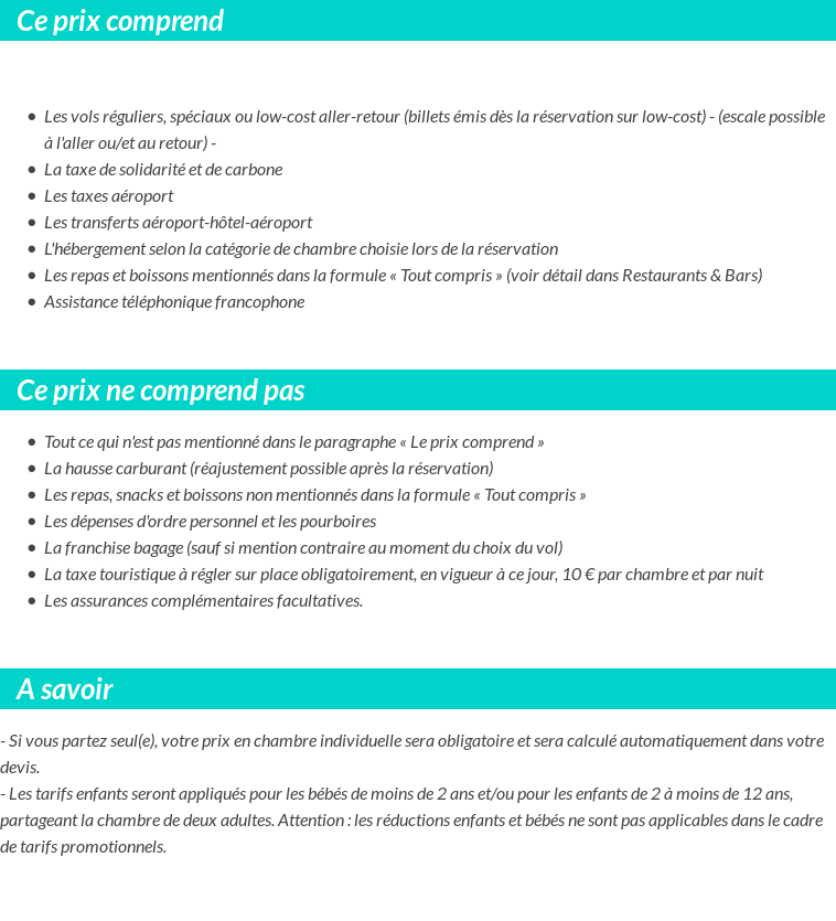 Conditions tarifaires