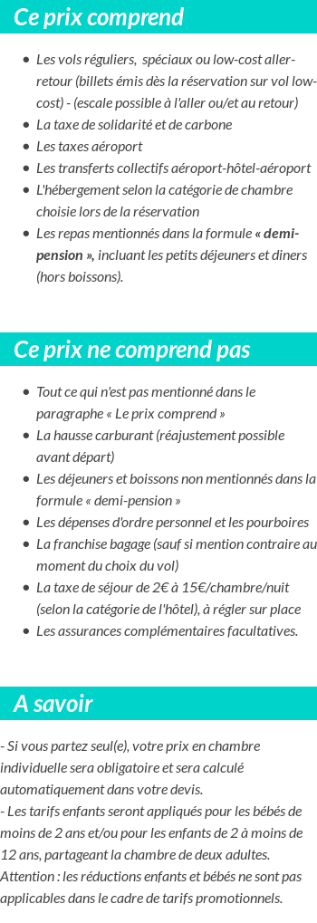 Conditions tarifaires