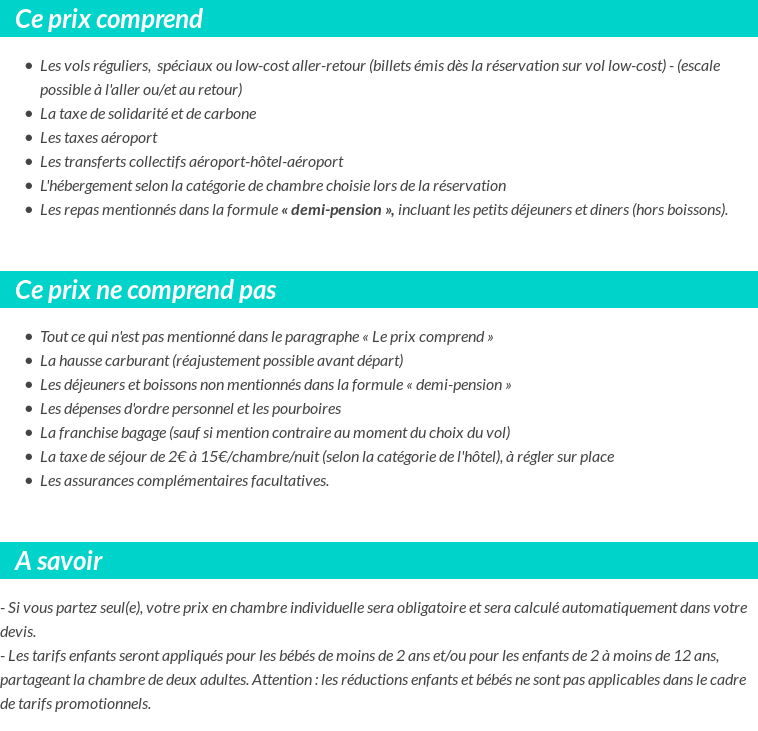 Conditions tarifaires