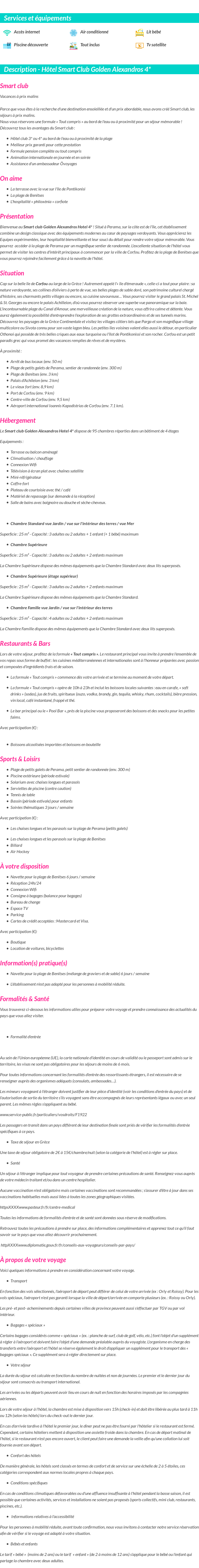 Détails du séjour