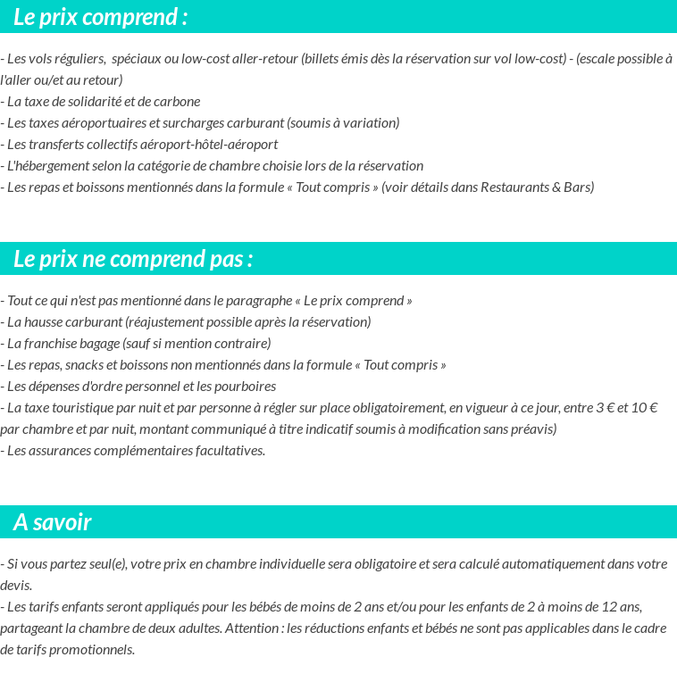 Conditions tarifaires