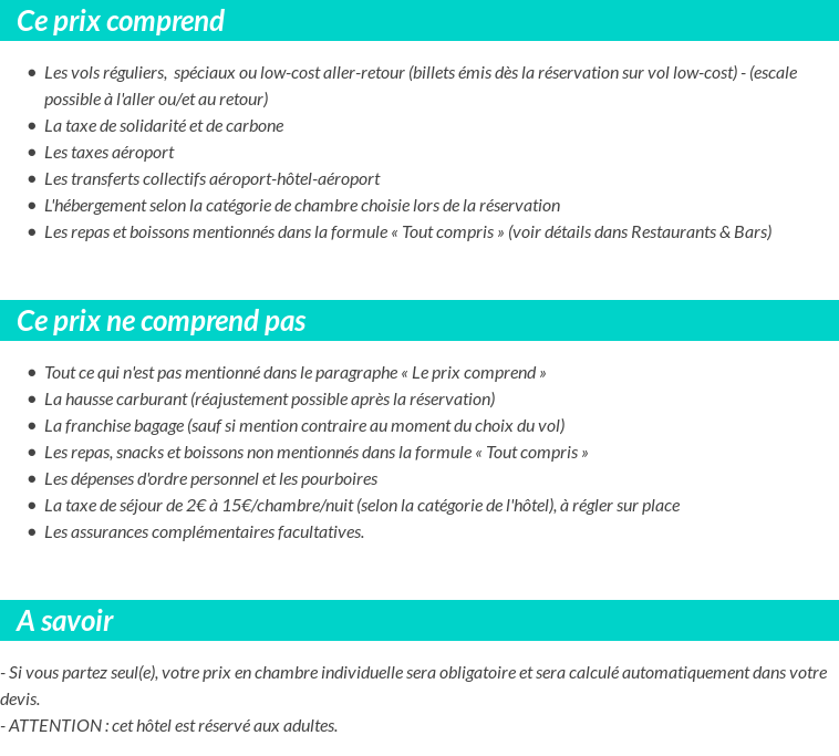 Conditions tarifaires