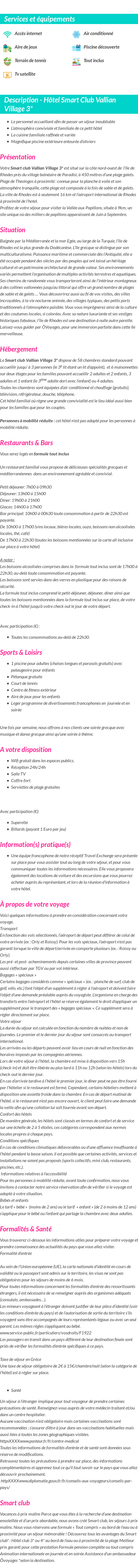 Détails du séjour