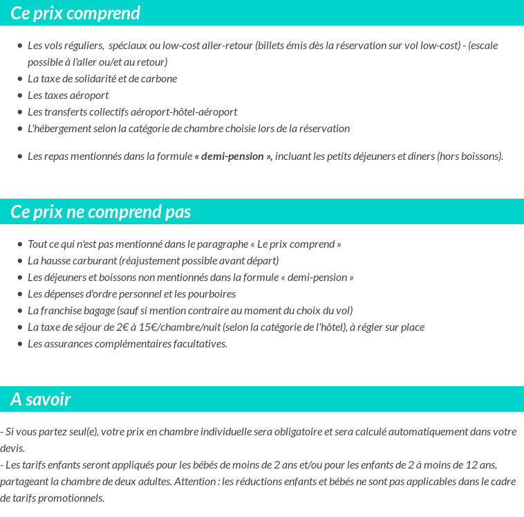 Conditions tarifaires