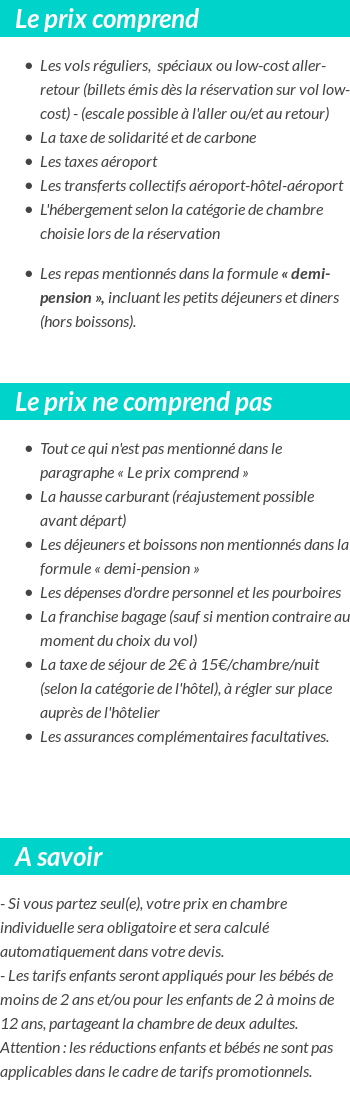 Conditions tarifaires