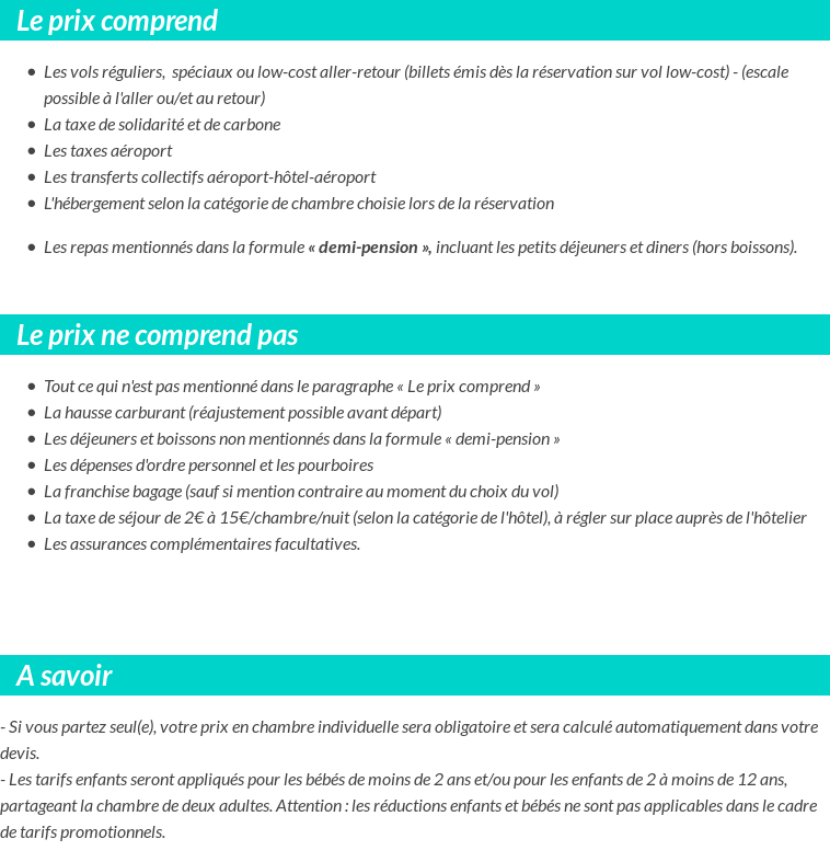 Conditions tarifaires