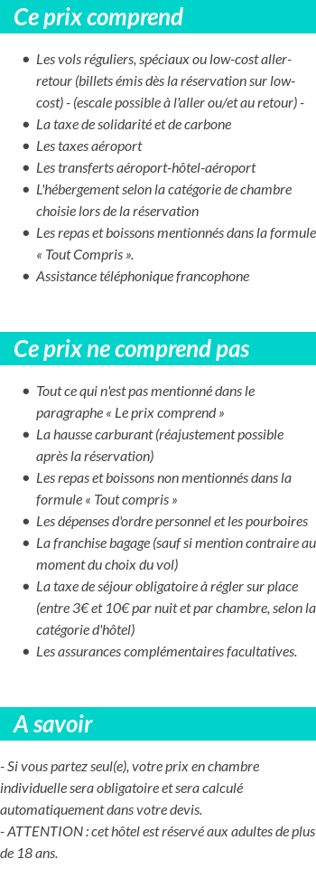 Conditions tarifaires