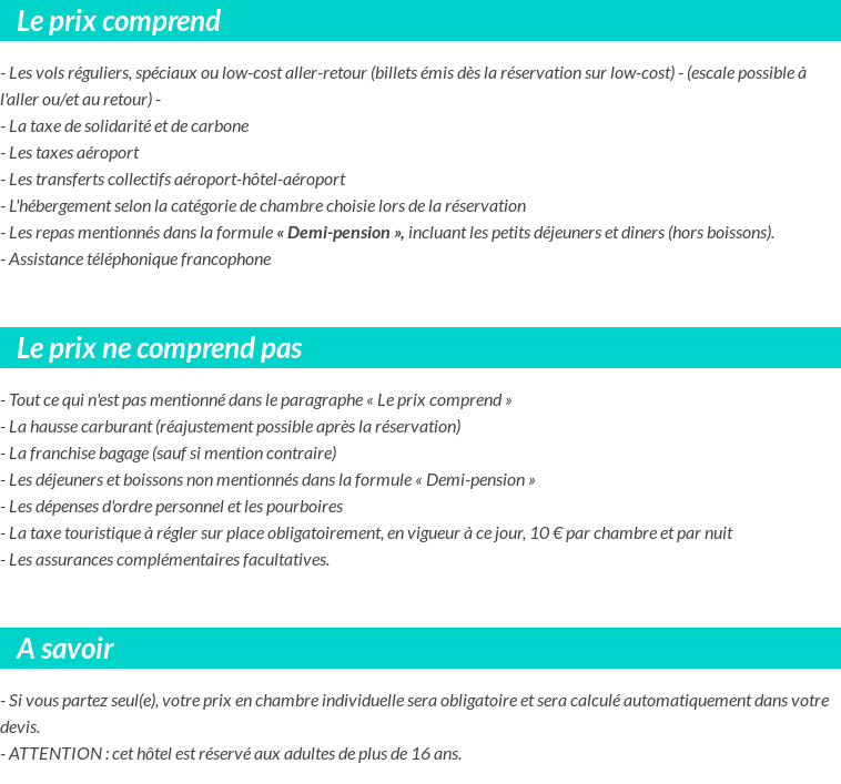 Conditions tarifaires