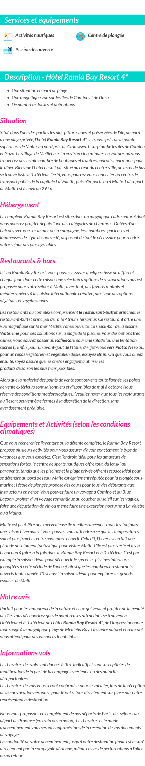 Détails du séjour