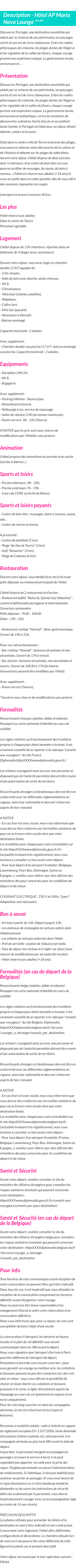 Détails du séjour
