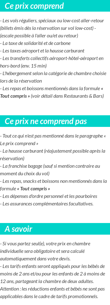 Conditions tarifaires