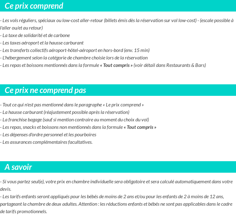 Conditions tarifaires