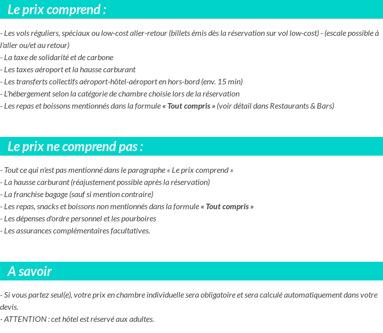 Conditions tarifaires