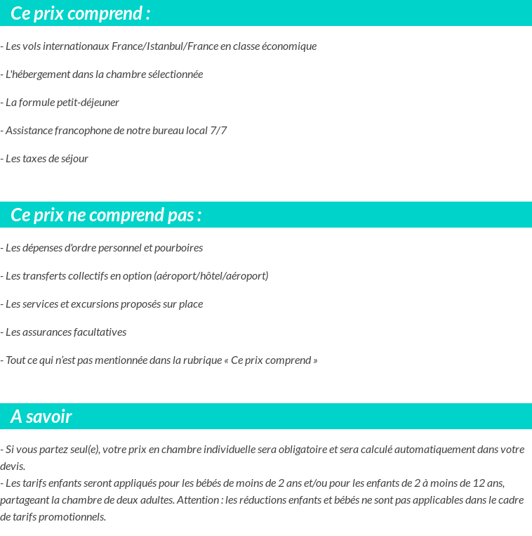 Conditions tarifaires