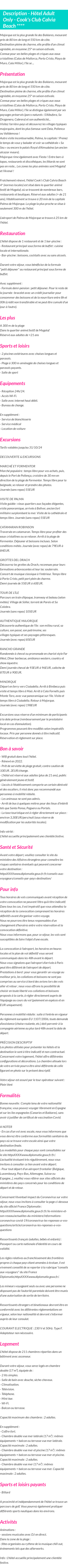 Détails du séjour