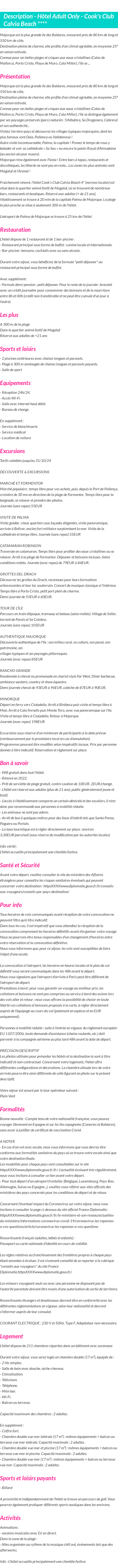 Détails du séjour