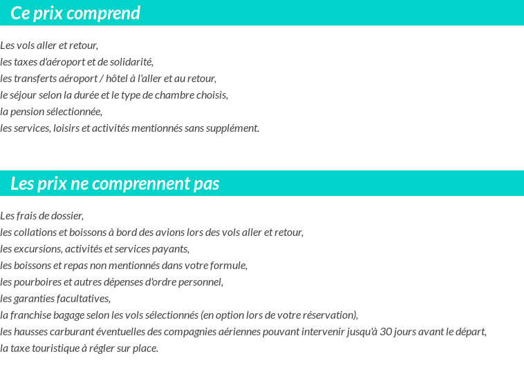 Conditions tarifaires